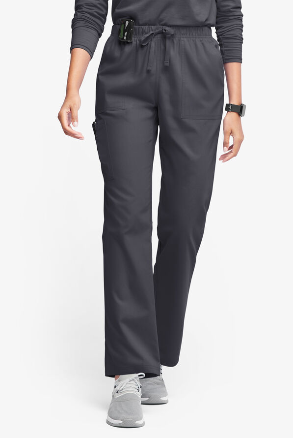 Pantalón médico Butter-Soft Originals de tiro medio estilo cargo con piernas rectas y 7 bolsillos para mujer - Pewter - 1