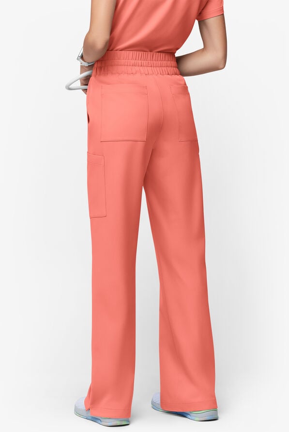 Pantal&oacute;n m&eacute;dico ReSurge Crystal Petite de tiro alto con piernas anchas y 7 bolsillos para mujer - Chilled Guava - 4