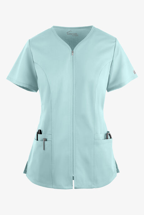 Butter-Soft STRETCH Women's 4-Pocket Smooth Face Zipper Scrub Top