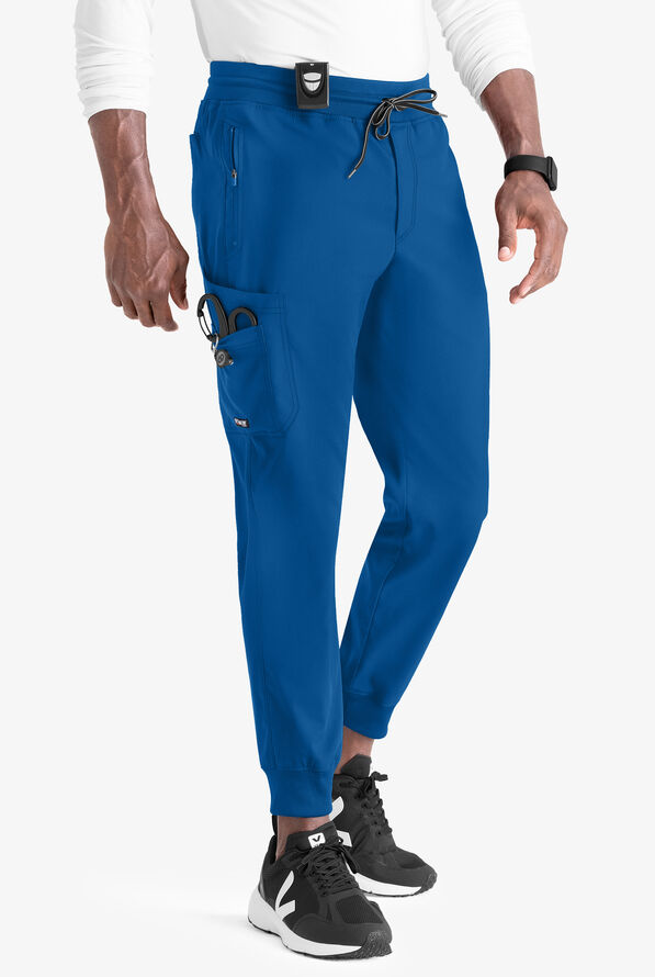 Grey's Anatomy by Barco Spandex STRETCH Murphy Men's 5-Pocket Cargo Jogger Scrub Pants - Royal - 1