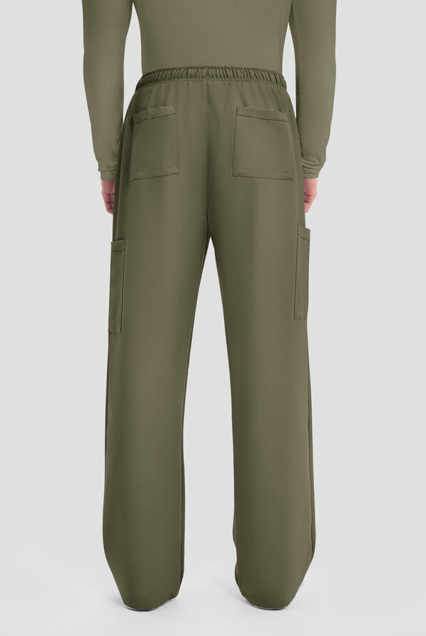 Cherokee Workwear Originals Ultra Men's 6-Pocket Straight Leg Drawstring Cargo Scrub Pants - Olive - 3
