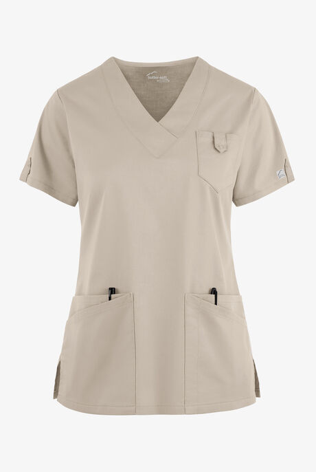 Butter-Soft STRETCH Women's 6-Pocket V-Neck Scrub Top