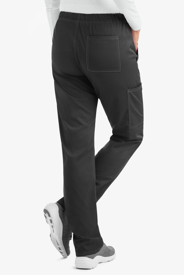 Cherokee Workwear Revolution Unisex 4-Pocket STRETCH Drawstring Cargo Scrub Pants - Tall - Black - 3
