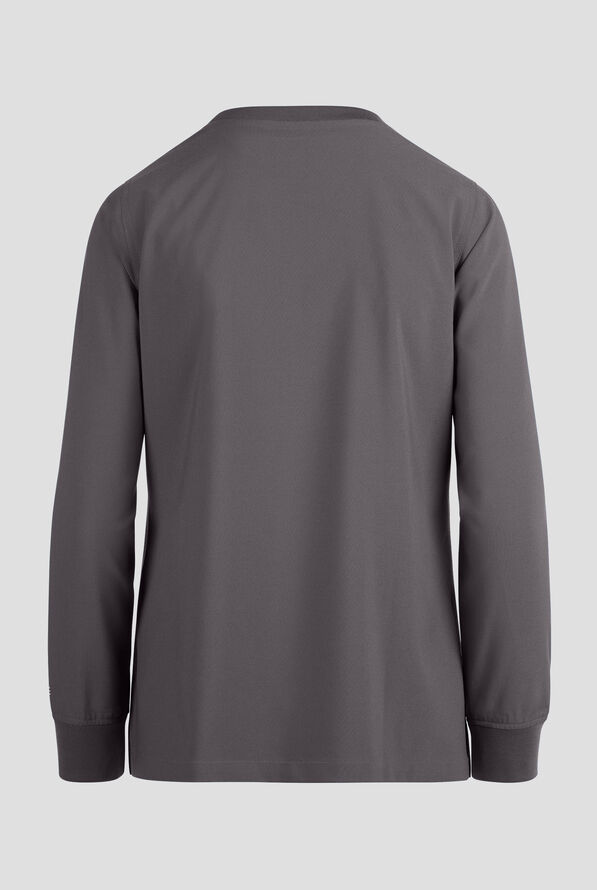 Carhartt Cross-Flex Force Women's 1-Pocket STRETCH Knit Trim Long Sleeve Crew Neck Scrub Top - Pewter - 2