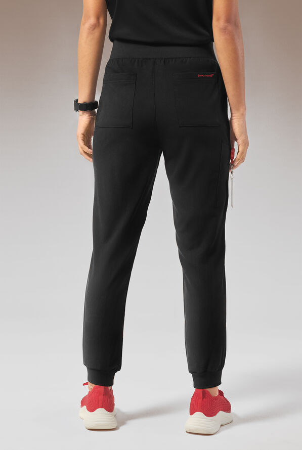 Hypothesis (RED) Base Women's 6-Pocket STRETCH Jogger Scrub Pant - Jet Black - 5