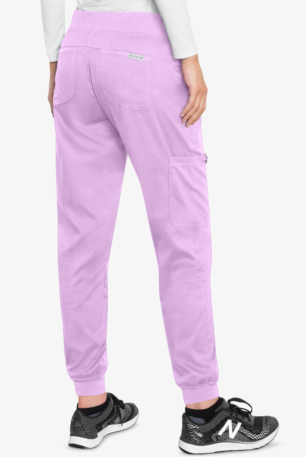 Med Couture Touch Women's 5-Pocket STRETCH Cargo Yoga Jogger Scrub Pants - Lilac - 2