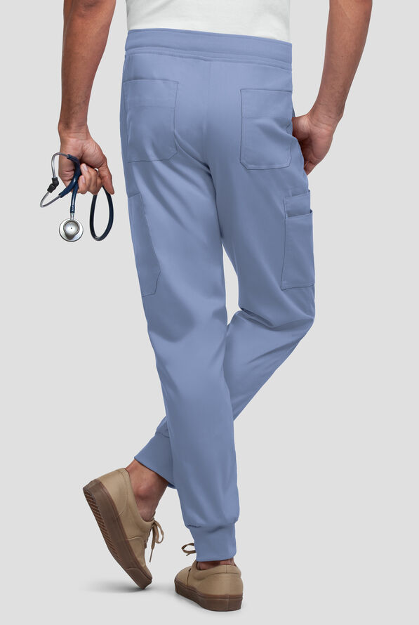 Strictly Scrubs Active STRETCH Men's 9-Pocket  Knit Waist Jogger Scrub Pant - Ceil Blue - 2