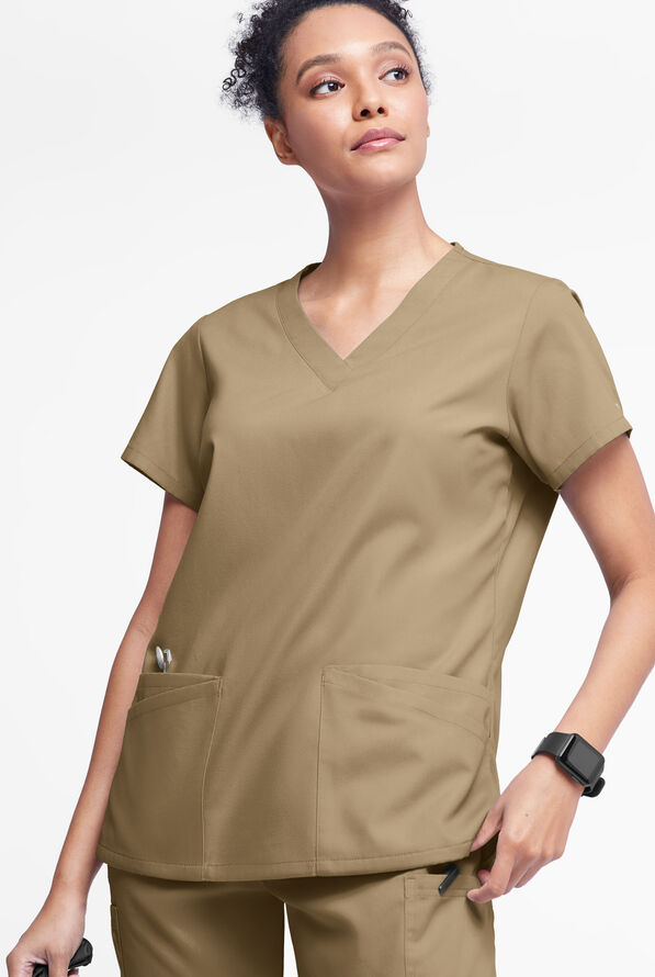 Butter-Soft Originals Women's 6-Pocket V-Neck Scrub Top - Golden Sand - 2