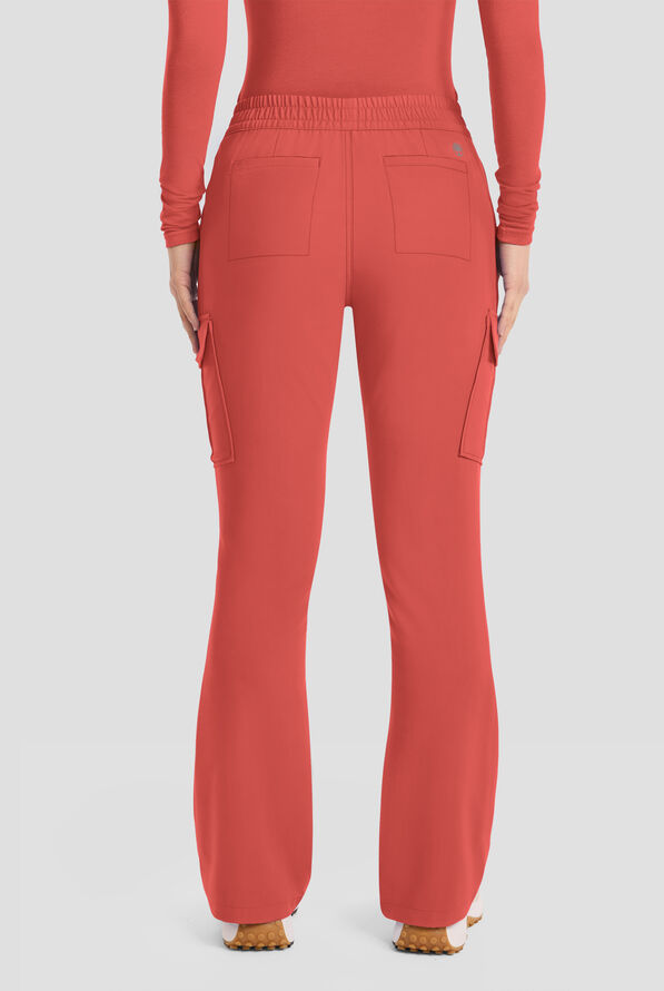 Healing Hands Quest Blair Women's 6-Pocket STRETCH Flare Leg Drawstring Cargo Scrub Pants - Petite - Warm Sunrise - 4