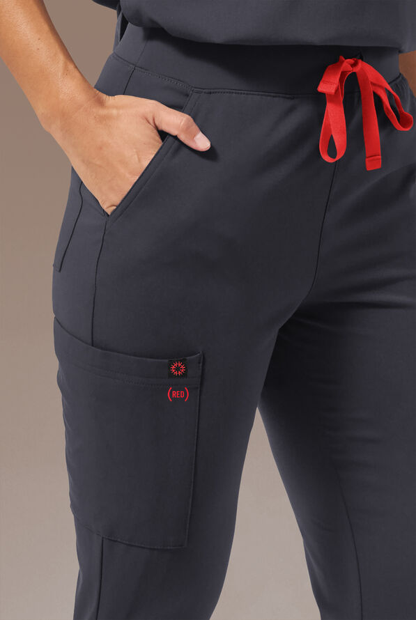 Hypothesis (RED) Base Women's 6-Pocket STRETCH Jogger Scrub Pant - Pewter - 3
