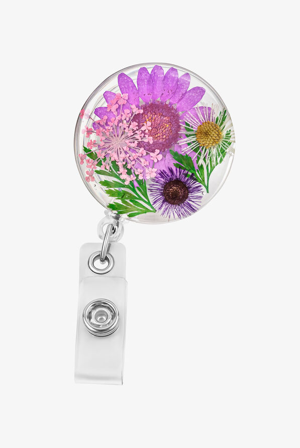 ID Avenue PURPLE ASTER FLORETS Retractable Badge Reel - null - 1