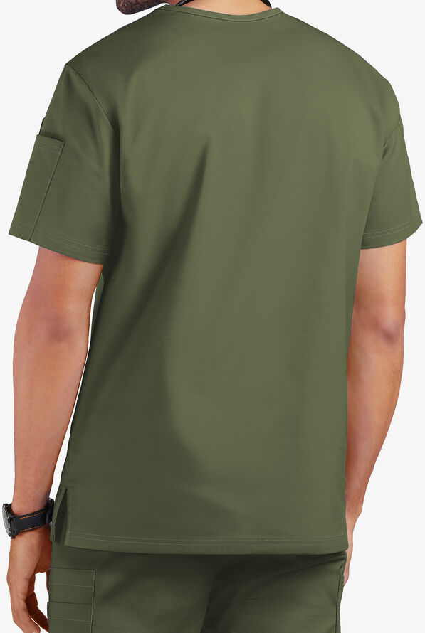 Camisa m&eacute;dica UA Butter-Soft STRETCH con cuello en V y 4 bolsillos para hombre  - Light Olive - 3