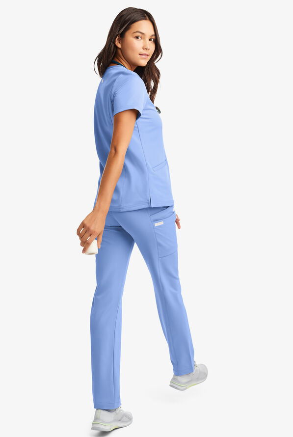 Pantal&oacute;n m&eacute;dico ReSurge by Butter-Soft Petite estilo yoga con 6 bolsillos para mujer **Ligeramente IRREGULAR** - Ceil Blue - 7