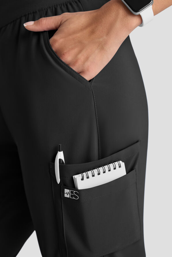 Conjunto de uniforme m&eacute;dico Easy STRETCH con 10 bolsillos para mujer - Onyx Black - 6