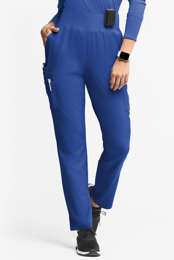 WhisperLite Semira Women's 11-Pocket High Waisted Cargo Scrub Pants - Petite - Galaxy - 1