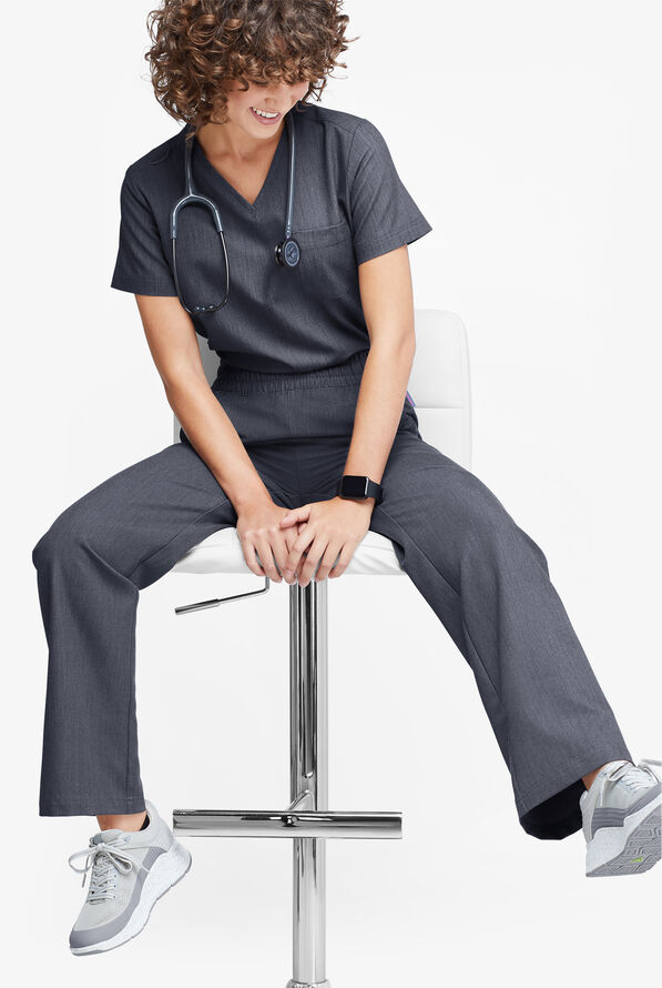 Pantalón médico MOVEMENT by Butter-Soft Mira con piernas anchas y 6 bolsillos para mujer - Indigo Heather - 5