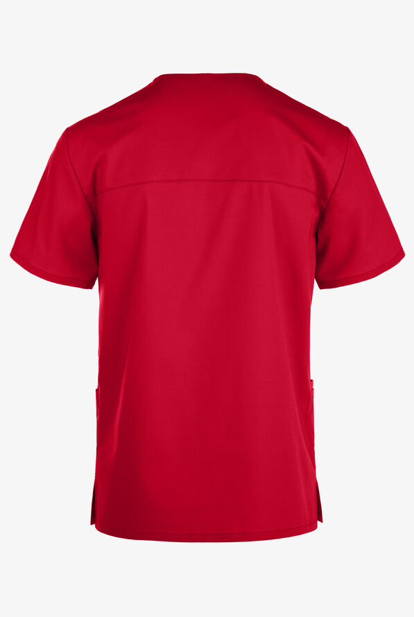 Cherokee Workwear Professionals Men's 4-Pocket STRETCH V-Neck Scrub Top - Red - 3