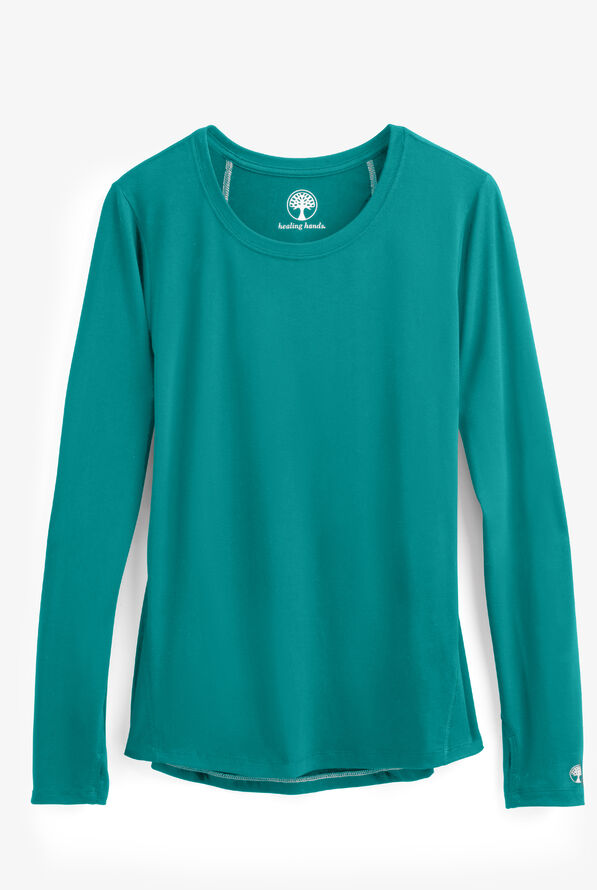 Healing Hands Mackenzie Women's STRETCH Long Sleeve Knit Underscrub - Teal - 1