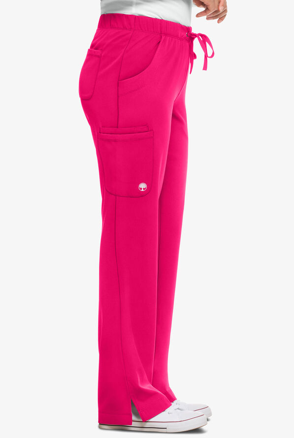 HH Works by Healing Hands Rebecca Women's 6-Pocket STRETCH Drawstring Waist Cargo Scrub Pants - Carnation Pink - 3