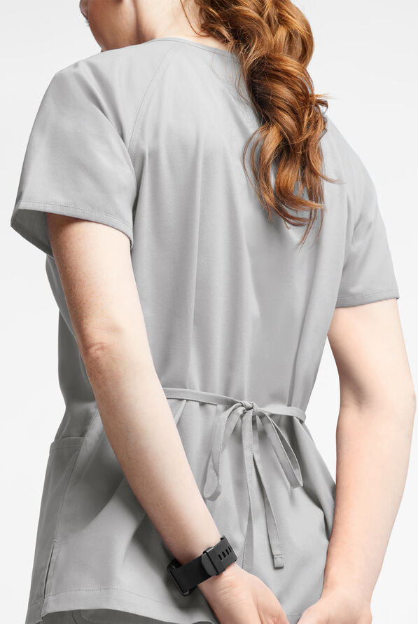 Blusa m&eacute;dica Butter-Soft Originals estilo cruzado con 3 bolsillos para mujer - Silver - 3
