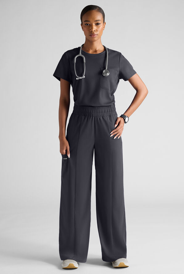 Pantal&oacute;n m&eacute;dico Grey's Anatomy&trade; by Barco Spandex Emerson STRETCH de tiro alto con piernas anchas y 5 bolsillos para mujer - Steel Gray - 6
