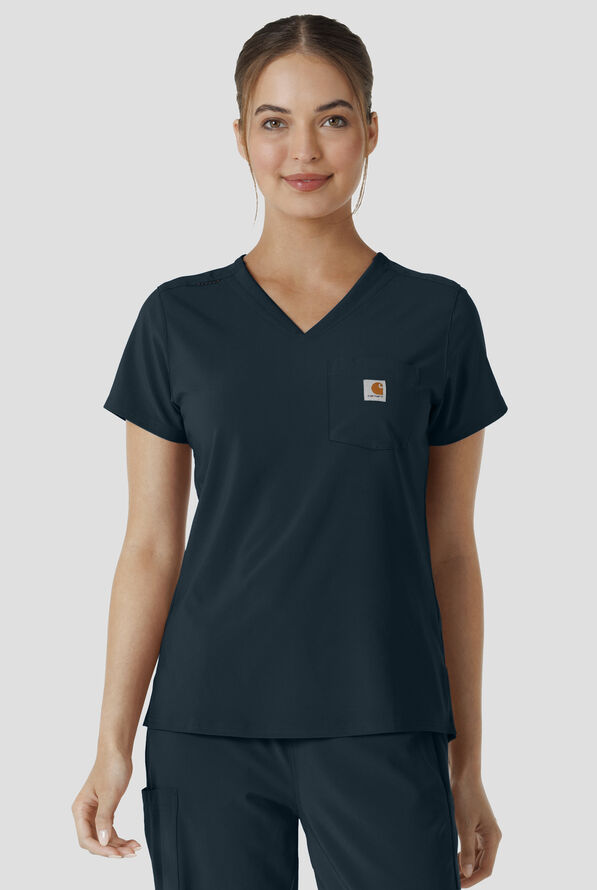 Blusa m&eacute;dica Carhartt Cross-Flex Force STRETCH con paneles de tejido y 1 bolsillo para mujer - Navy - 2