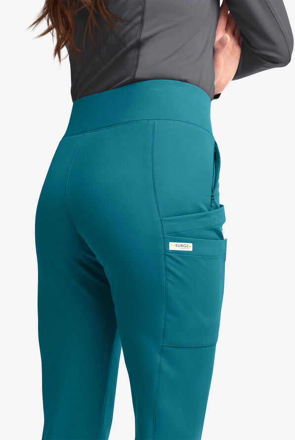 Pantal&oacute;n m&eacute;dico ReSurge by Butter-Soft Petite estilo yoga con 6 bolsillos para mujer **Ligeramente IRREGULAR** - Caribbean Blue - 4