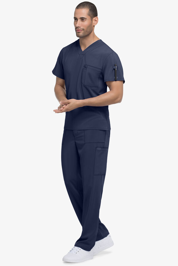 Dickies EDS Essentials Men's 1-Pocket STRETCH V-Neck Scrub Top - Navy - 2
