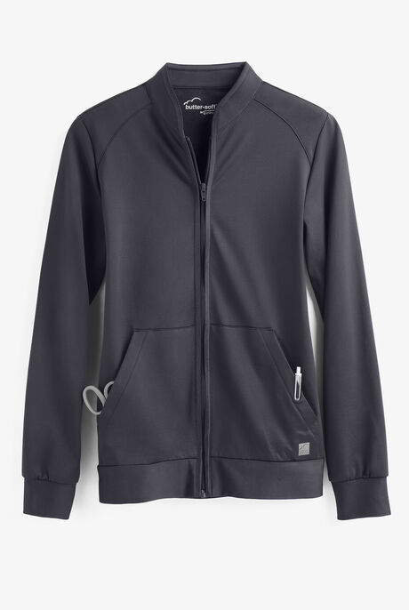 Chaqueta médica UA Butter-Soft STRETCH de punto tejido con cremallera y 2 bolsillos para mujer