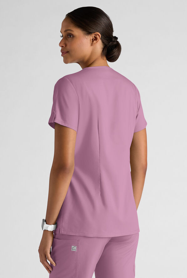 Butter-Soft STRETCH FLXTEK+ Women's 6-Pocket V-Neck Scrub Top - Smokey Mauve - 2