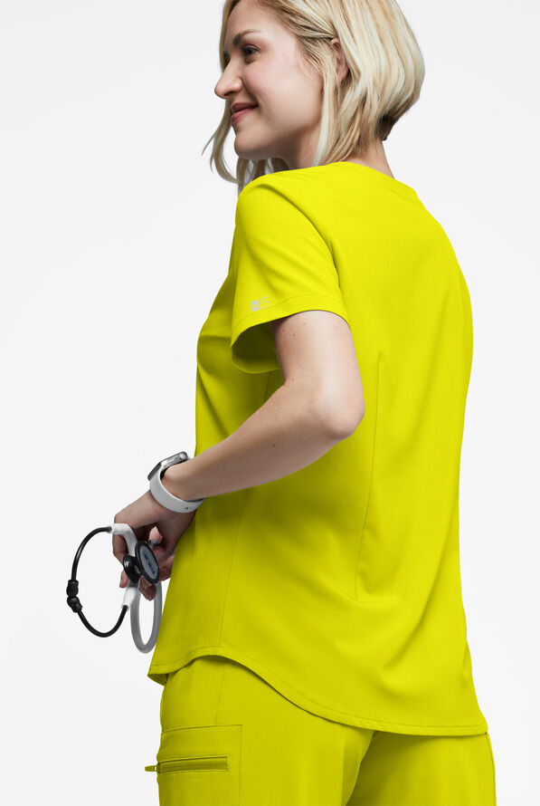 Blusa m&eacute;dica Easy STRETCH GiGi con detalle de lazos para mujer - Cyber Lime - 4