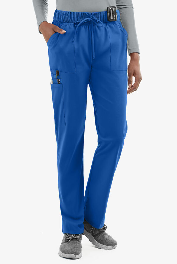 UA Exclusive Cherokee Workwear Professionals Active Women's 5-Pocket STRETCH Tapered Leg Scrub Pants - Petite - Royal - 1