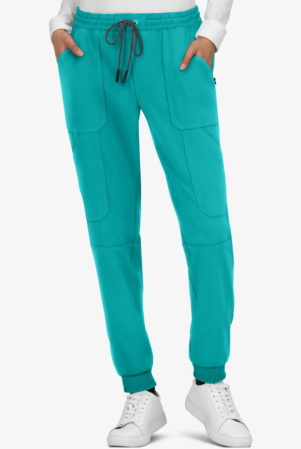 koi Next Gen Good Vibe Women's 7-Pocket STRETCH Jogger Scrub Pants - Teal - 1