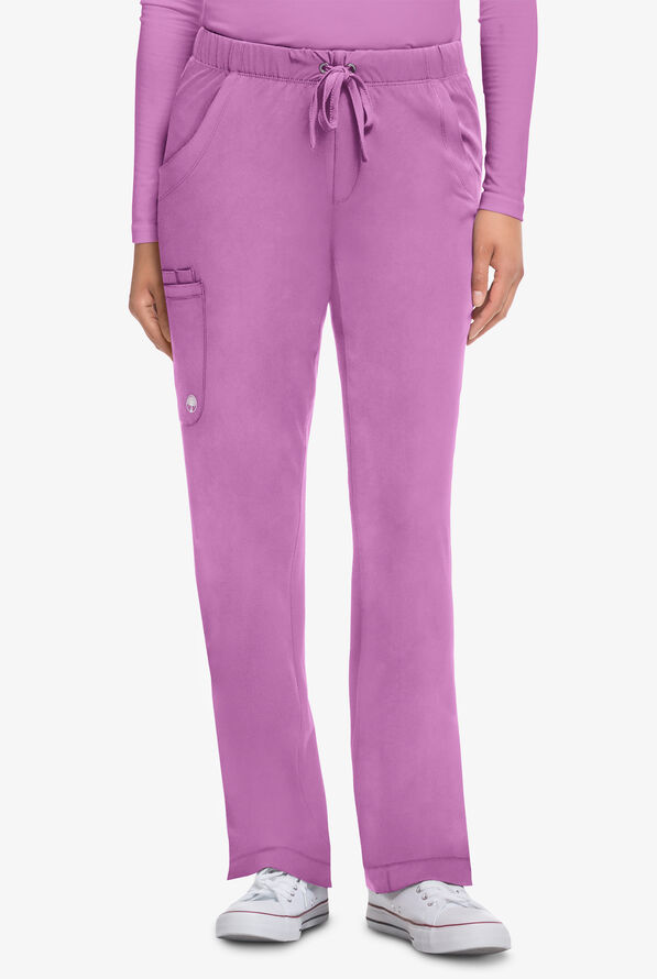 HH Works by Healing Hands Rebecca Women's 6-Pocket STRETCH Drawstring Waist Cargo Scrub Pants - Petite - Meta Mauve - 1