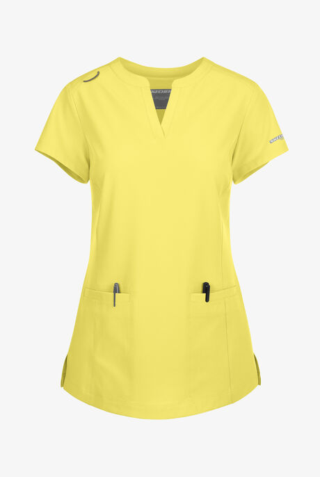Skechers by Barco Coast Women's 2-Pocket STRETCH Banded Collar V-Placket Scrub Top