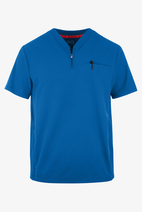 Infinity GNR8 Men's 3-Pocket STRETCH Rib-Knit Panel Zip Placket V-Neck Scrub Top