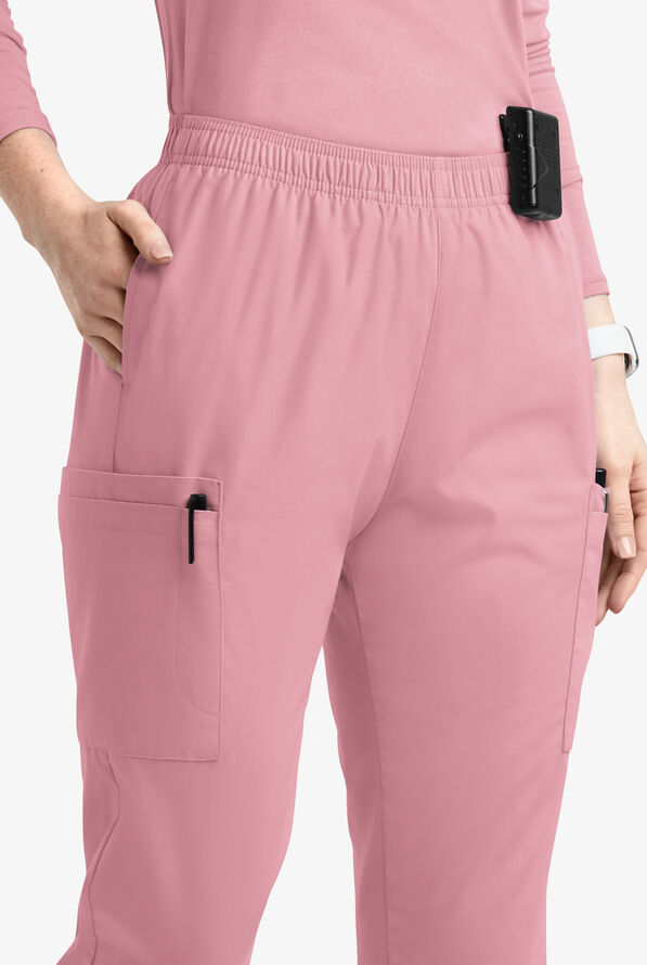 Butter-Soft Originals Women's 7-Pocket Tapered Jogger Cargo Scrub Pants - Cosmo Pink - 2