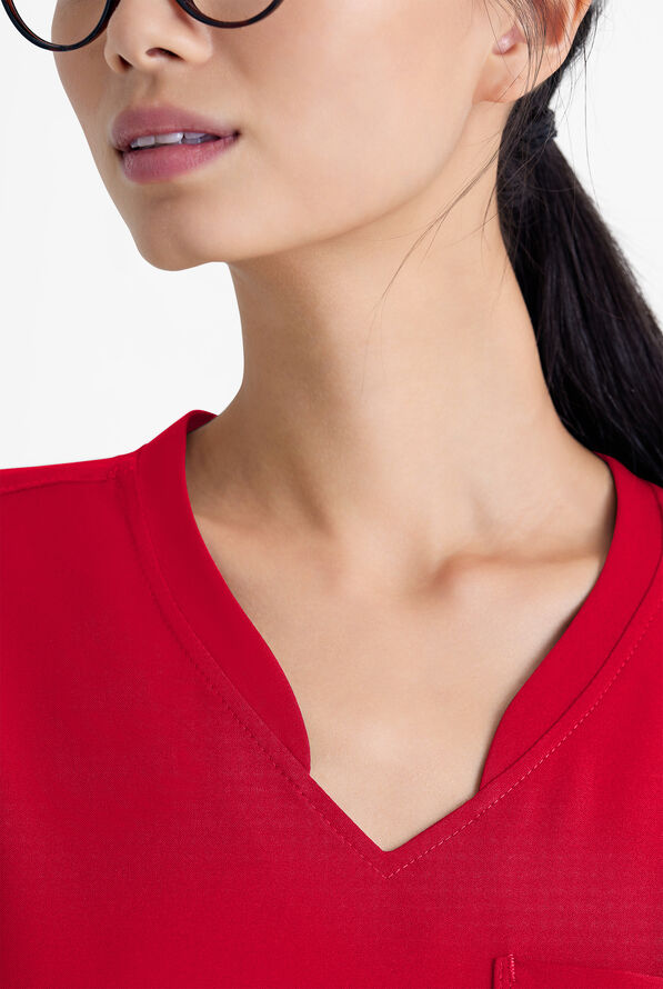 Grey's Anatomy by Barco Evolve STRETCH Sway Women's 1-Pocket Tuck In V-Neck Scrub Top - Red - 3