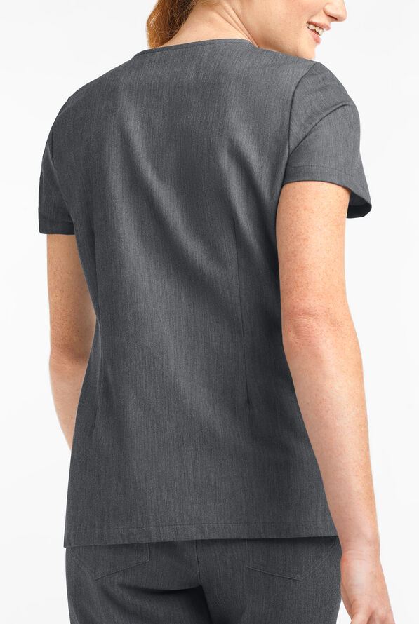 Blusa médica MOVEMENT by Butter-Soft Antares STRETCH con cuello en V y 6 bolsillos para mujer - Charcoal Heather - 4