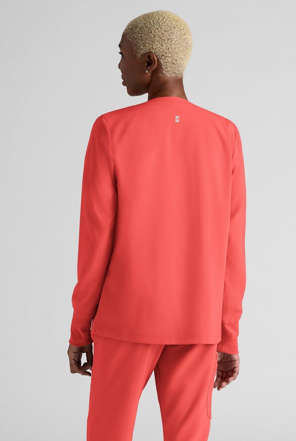 Chaqueta m&eacute;dica Easy STRETCH con botones a presi&oacute;n y 3 bolsillos para mujer - Spiced Coral - 2