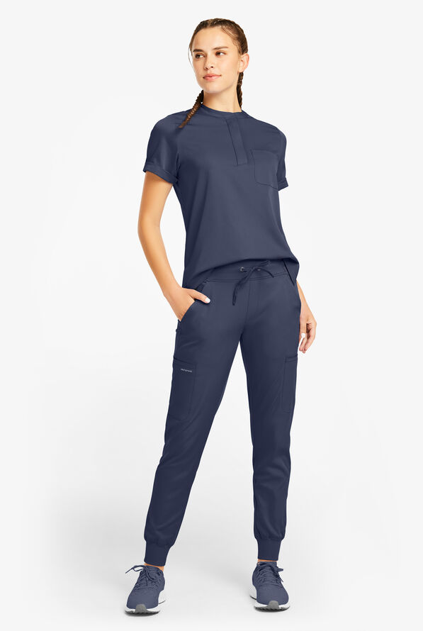 HH Works by Healing Hands Rhea Women's 6-Pocket STRETCH Cargo Jogger Scrub Pants - Petite - Navy - 4