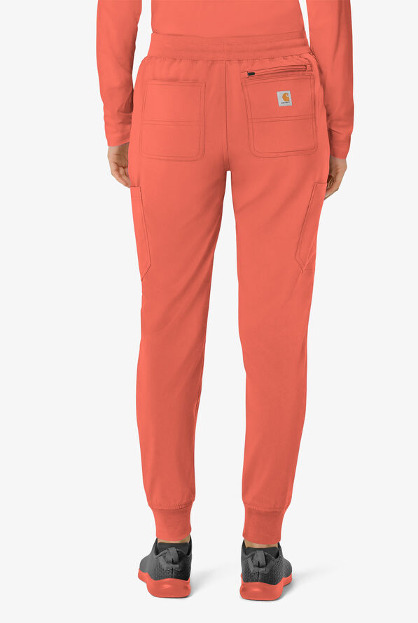 Carhartt Cross-Flex Force Women's 8-Pocket STRETCH Knit Cuff Cargo Jogger Scrub Pants - Dusty Cedar - 2