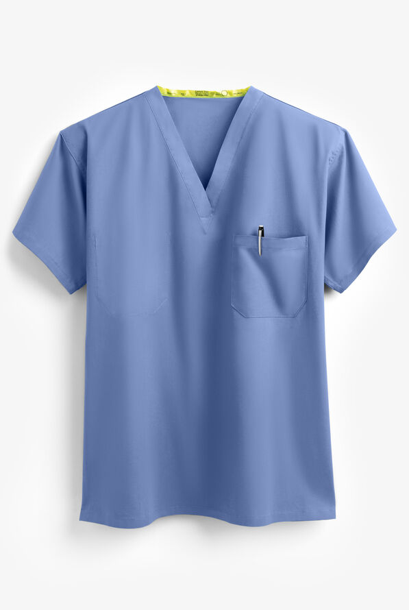 Fashion Seal Unisex 1-Pocket 100% Cotton Reversible Scrub Top - Ceil Blue - 1