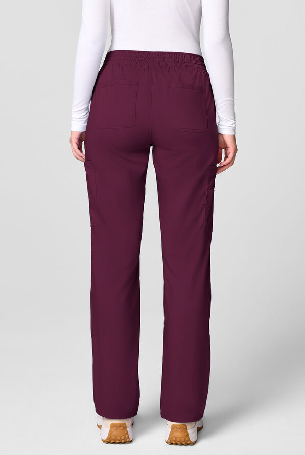 Cherokee Workwear Revolution Women's 12-Pocket STRETCH Drawstring Straight pant - Wine - 2