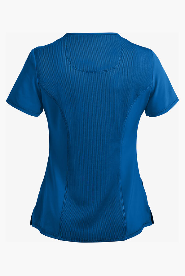 Infinity Women's 4-Pocket STRETCH Mock Wrap Scrub Top - Royal - 3
