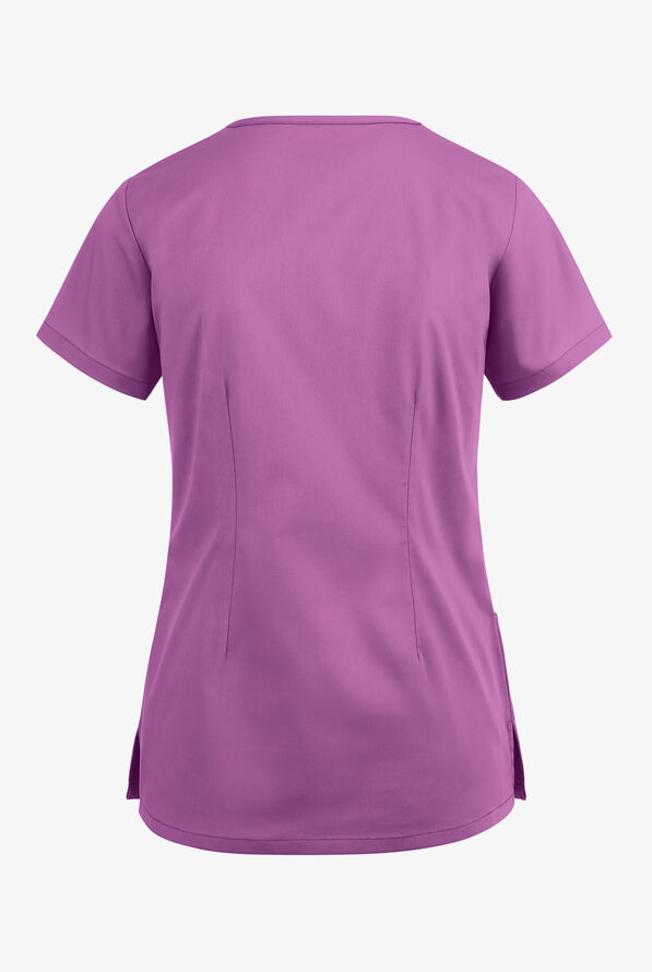 Blusa médica UA Butter-Soft STRETCH estilo cruzado con cuello en V y 3 bolsillos para mujer - Orchid - 4