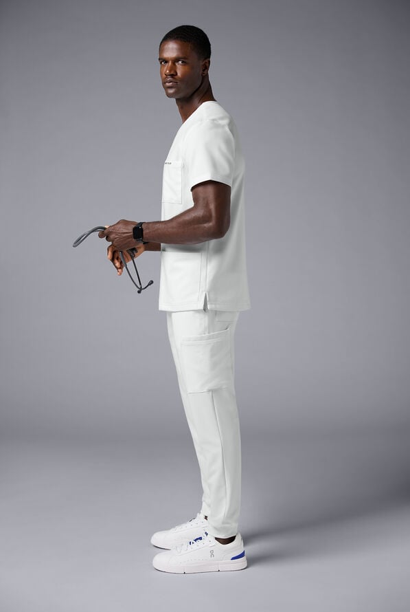 Hypothesis S-R Shift Ready Men's 4-Pocket V-Neck Scrub Top - White - 3