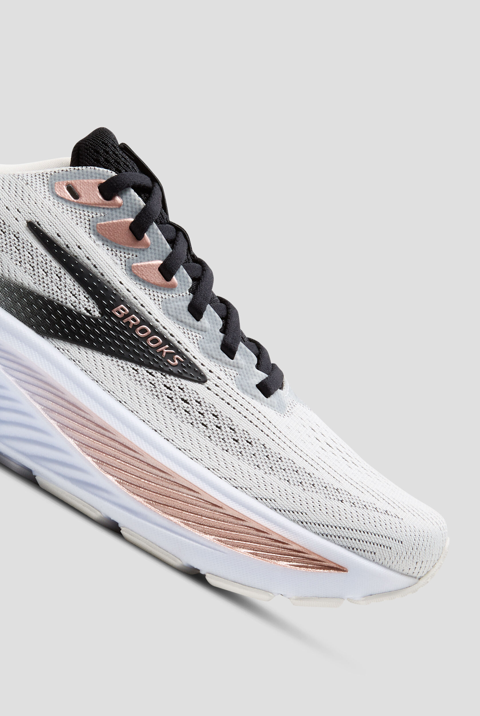 Brooks Women's Ghost 17 White/Black/Rose Gold Athletic Lace Up