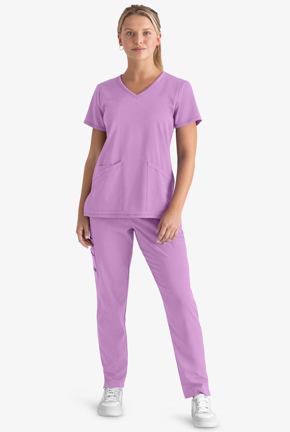 Grey's Anatomy by Barco Spandex STRETCH Serena Women's 7-Pocket Cargo Scrub Pants - Purple Freesia - 4