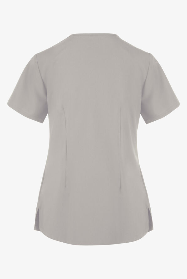 Blusa m&eacute;dica Easy STRETCH Leila con ojales con lazos y 3 bolsillos para mujer - Silver - 4